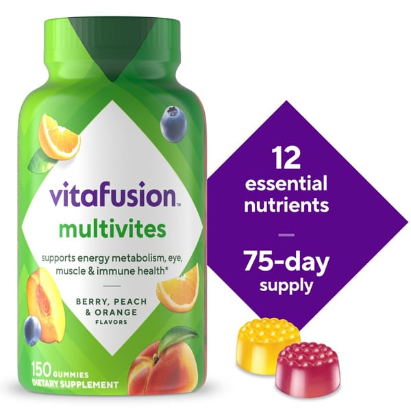 Vitamins & Supplements vitafusion Multivites, Gummies, Berry, Peach & Orange Flavor hero