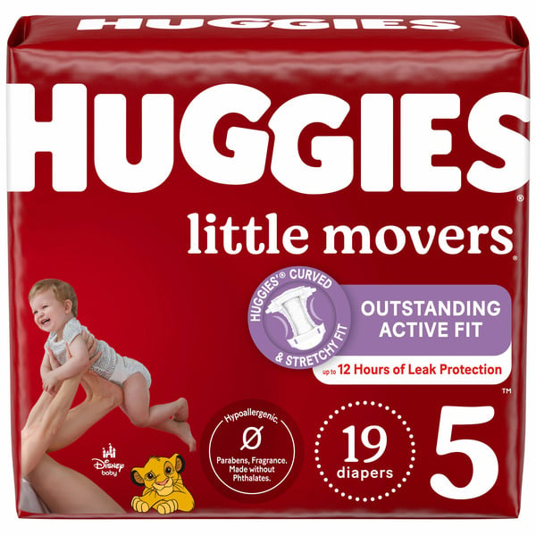 Diapers & Wipes Huggies Little Movers Baby Diapers, Size 5 (27+ lbs) hero