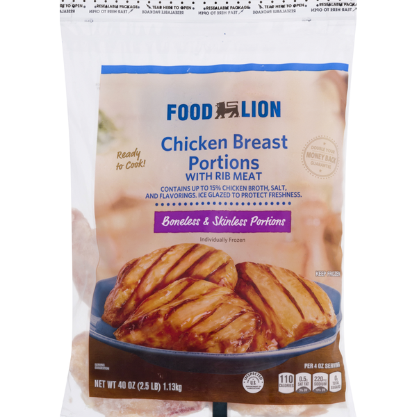 Frozen Meat Food Lion Chicken Breast Portions, Boneless & Skinless hero