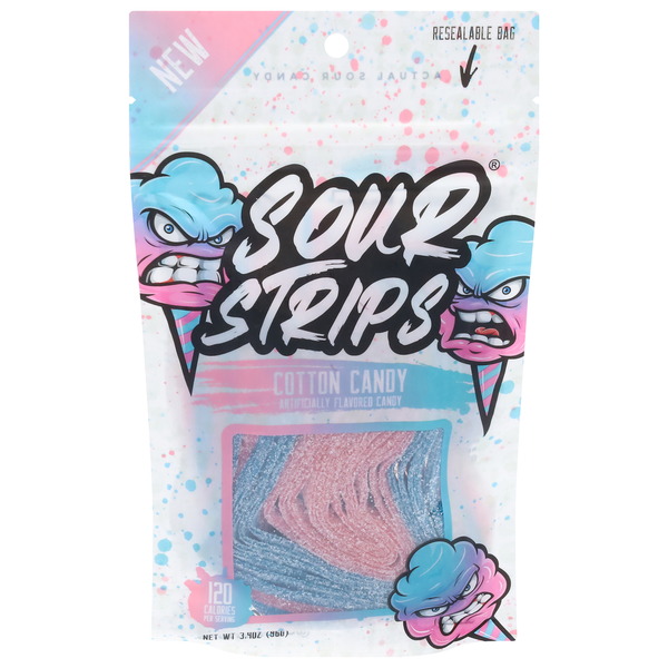 Candy & Chocolate Sour Strips Candy, Cotton Candy hero