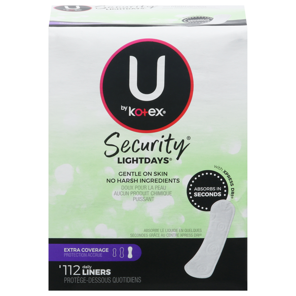 Feminine Care Kotex Clean & Secure Panty Liners, Light Absorbency, Extra Coverage hero