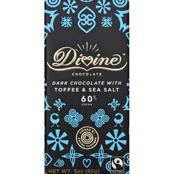 Candy & Chocolate Divine Chocolate Dark Chocolate, with Toffee & Sea Salt, 60% Cocoa hero