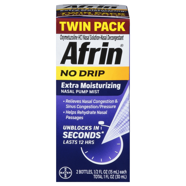 Cold, Flu & Allergy Afrin Nasal Pump Mist, Extra Moisturizing, Twin Pack hero