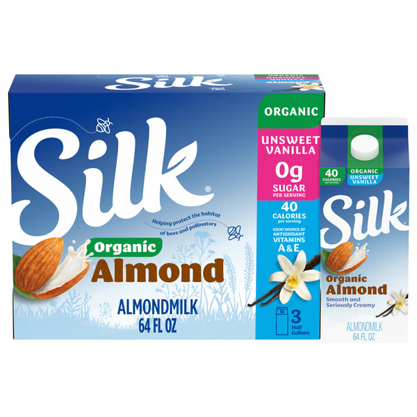 Soy & Lactose-Free Silk Unsweetened Vanilla Almond Milk hero