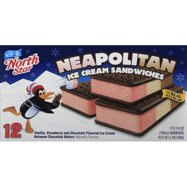 Ice Cream & Ice North Star Ice Cream Sandwiches, Neapolitan hero