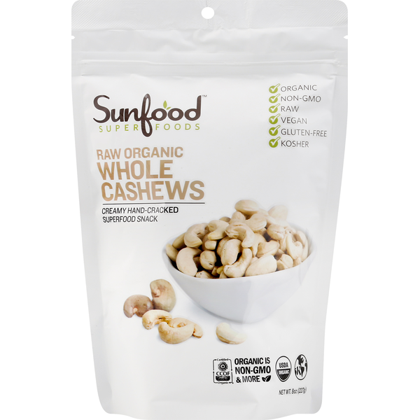 Nuts, Seeds & Dried Fruit Sunfood Superfoods Whole Cashews, Raw, Organic hero