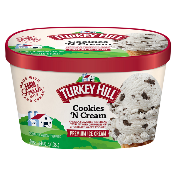 Frozen Dessert Turkey Hill Ice Cream, Premium, Cookies 'N Cream hero