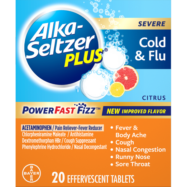 Cold, Flu & Allergy Alka-Seltzer Plus Cold & Flu, Severe, Citrus, Effervescent Tablets hero