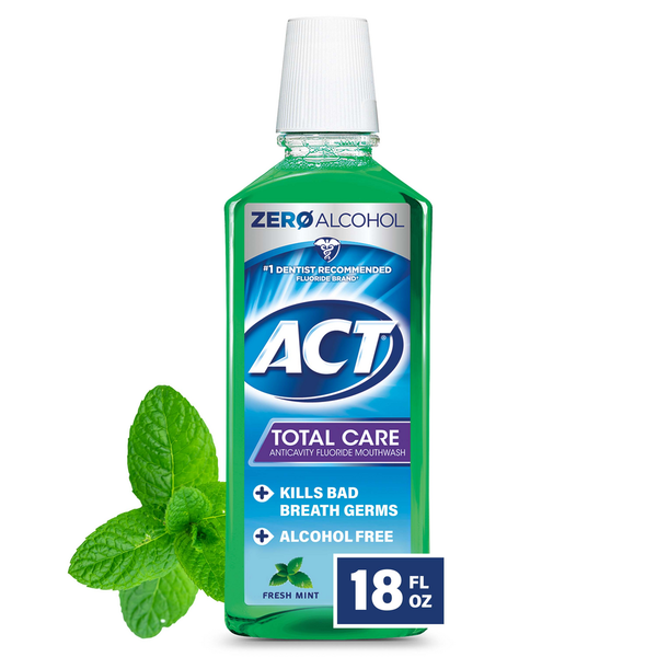 Oral Hygiene ACT Mouthwash, Anticavity Fluoride, Fresh Mint, Total Care hero