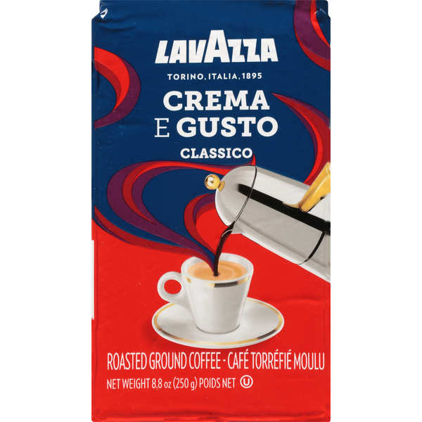 Coffee Grounds and Whole Beans Lavazza Coffee, Ground, Roasted, Classico hero