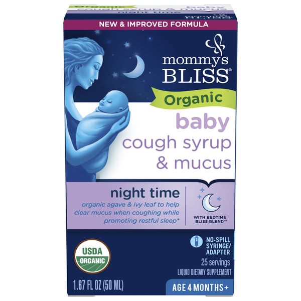 Baby First Aid & Vitamins Mommy's Bliss Organic Baby Cough Syrup & Mucus, Night Time hero