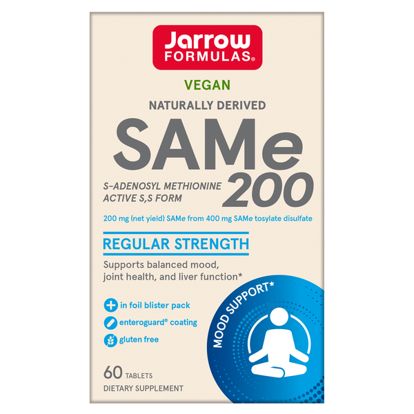 Vitamins & Supplements Jarrow Formulas SAMe, Natural, Full Potency, 200 mg, Enteric-Coated Tablets hero