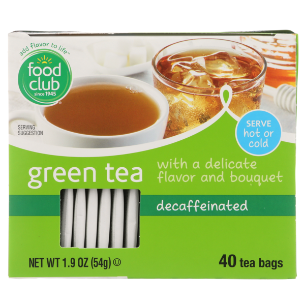 Tea Food Club Green Decaffeinated Tea Bags hero