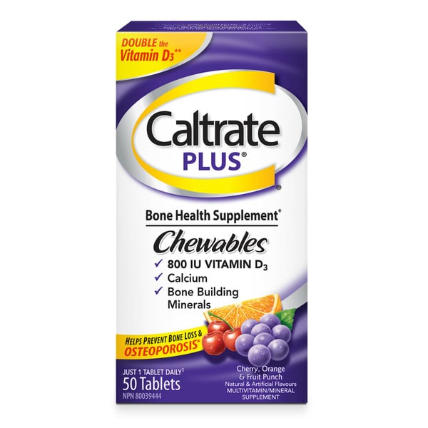 Vitamins & Supplements Caltrate Bone Health Supplement Chewables Cherry, Orange & Fruit Punch hero