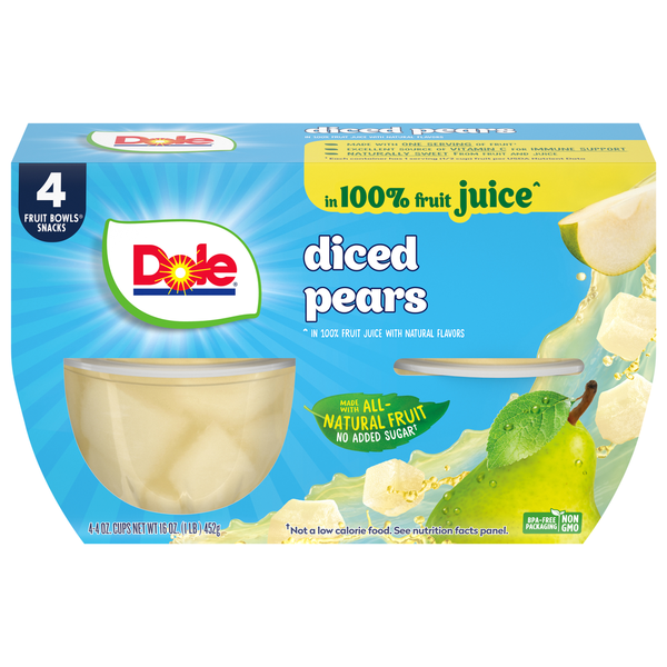 Canned Fruit & Applesauce Dole Pears, Diced hero