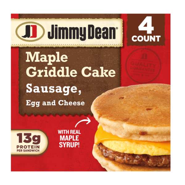 Jimmy Dean Sausage, Egg and Cheese Maple Griddle Cake Sandwiches, 4 ct Pack hero