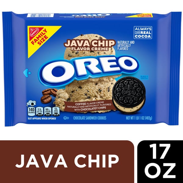 Cookies & Cakes Oreo Java Chip Creme Chocolate Sandwich Cookies, Family Size hero