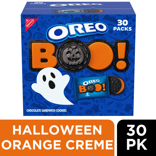 Packaged Cookies Oreo Orange Creme Chocolate Sandwich Cookies, Halloween Cookies, Snack Packs hero