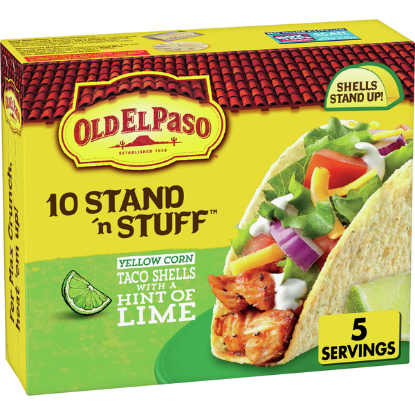 Latin Foods Old El Paso Hint Of Lime Flavored Stand 'N Stuff Taco Shells hero