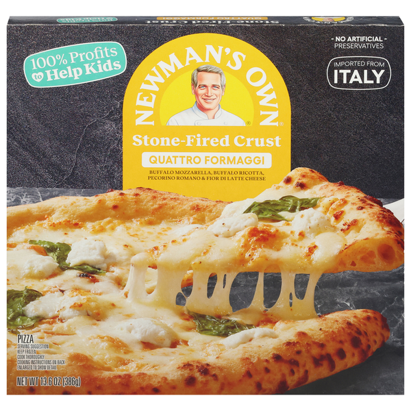 Frozen Pizza Newman's Own Pizza, Stone-Fired Crust, Quattro Formaggi hero