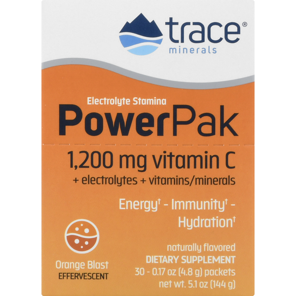 Vitamins & Supplements Trace Minerals Electrolyte Stamina, Power Pak, Effervescent, Orange Blast hero