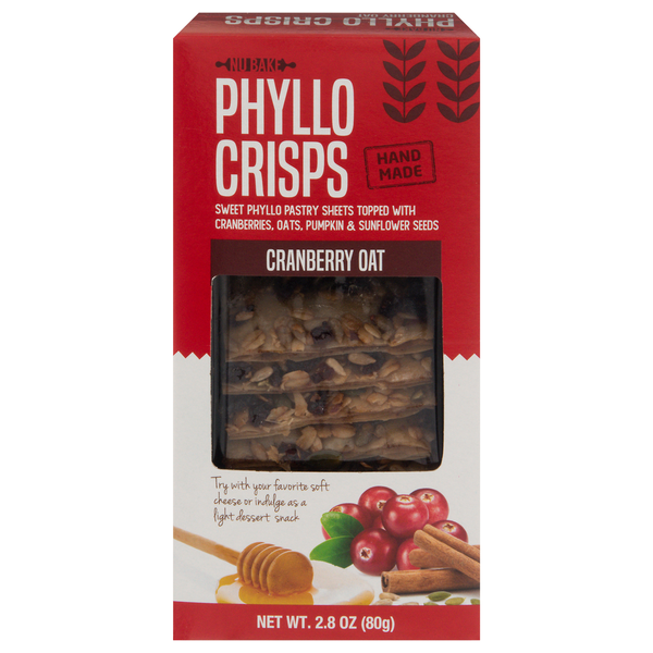 Crackers NU BAKE Phyllo Crisps, Cranberry Oat hero