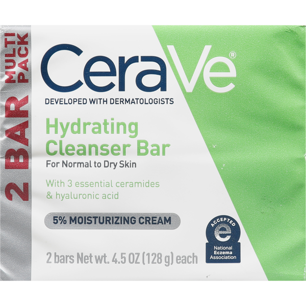 CeraVe Cleanser Bar, Hydrating, Normal to Dry Skin, Mutlipack hero