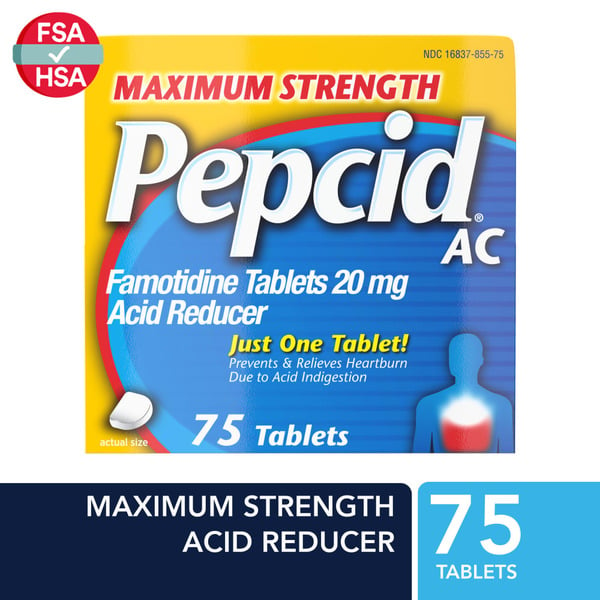 Digestion Pepcid AC Maximum Strength For Heartburn Prevention & Relief hero