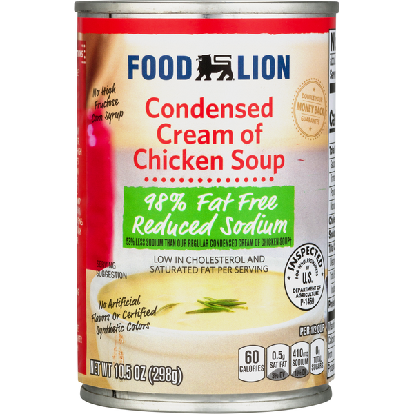 Soup, Broth & Bouillon Food Lion Soup, Cream of Chicken, Condensed, 98% Fat Free Reduced Sodium hero