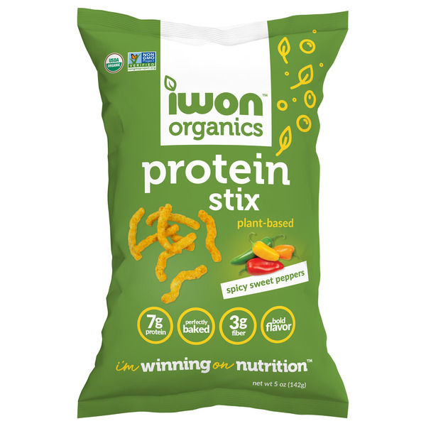 Plant-Based Items IWON Organics Protein Stix, Spicy Sweet Peppers hero