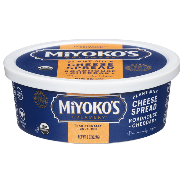 Other Creams & Cheeses Miyoko's Creamery Roadhouse Cheddar Plant Milk Cheese Spread hero