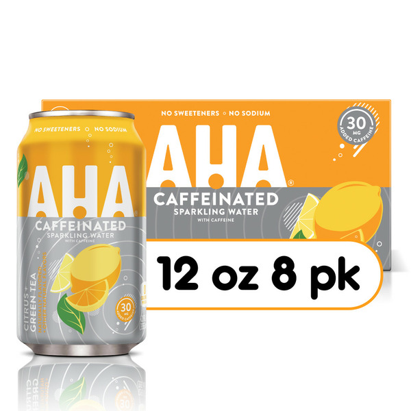 Water, Seltzer & Sparkling Water AHA Sparkling Water, Caffeinated, Citrus + Green Tea hero