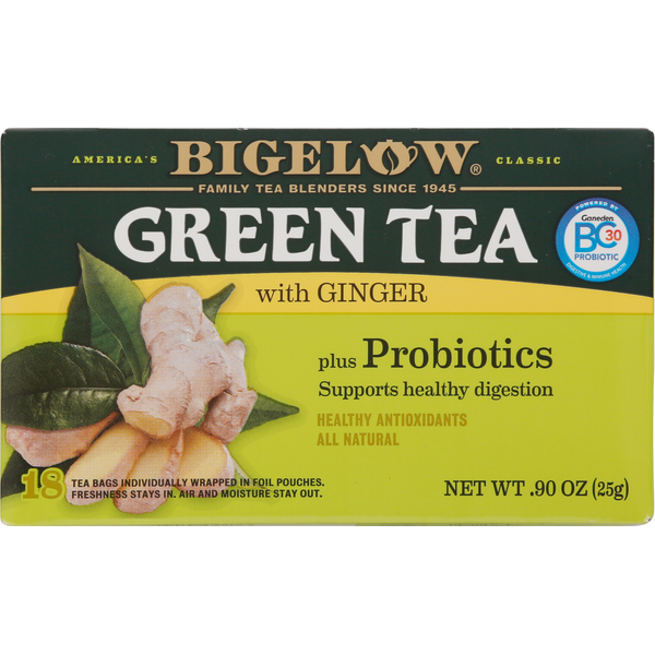 Tea (Loose, Bags and Pods) Bigelow Green Tea with Ginger plus Probiotics hero