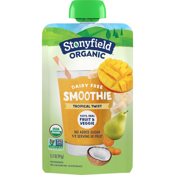 Yogurt Stonyfield Organic Dairy Free Smoothie Pouch Tropical Twist hero