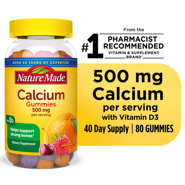 Vitamins & Supplements Nature Made Calcium Gummies 500 mg Per Serving with Vitamin D3 hero