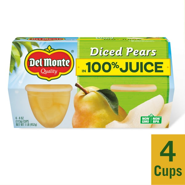 Fruit & Vegetable Snacks Del Monte Diced Bartlett Pears in Light Syrup Fruit Cups hero