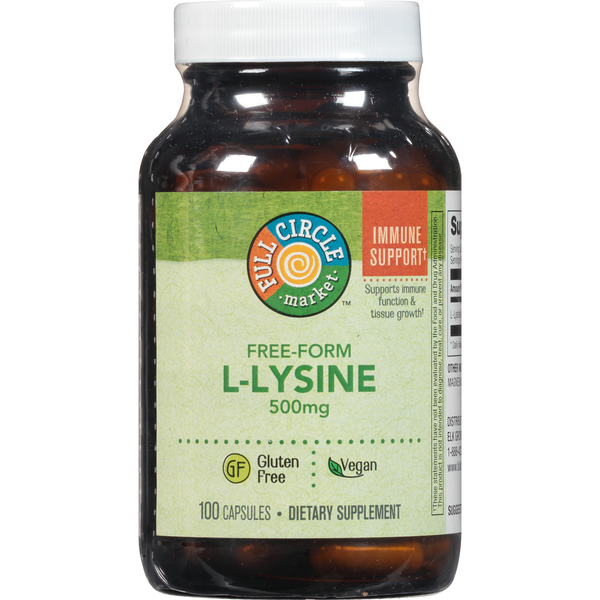 Vitamins & Supplements Full Circle Free-Form L-Lysine 500 Mg Supports Immune Function & Tissue Growth Dietary Supplement Vegan Capsules hero