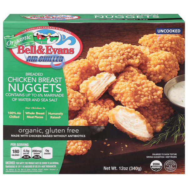 Frozen Meat & Seafood Bell & Evans Organic, Gluten-Free Breaded Chicken Breast Nuggets hero