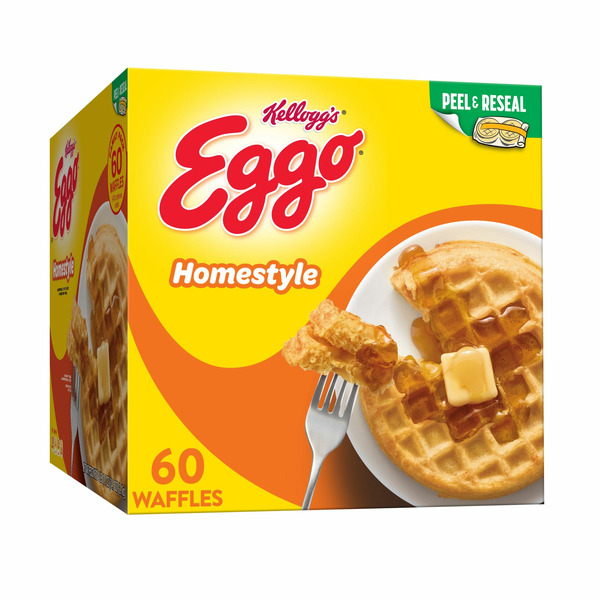 Frozen Breakfast Kellogg’s Eggo Frozen Waffles, Frozen Breakfast, Resealable, Homestyle hero