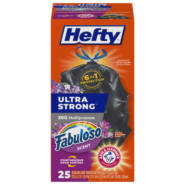 Hefty Trash Bags, Drawstring, Fabuloso Scent, Large hero