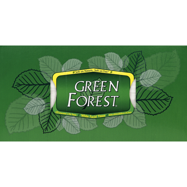 Paper Goods Green Forest Facial Tissue, White, Unscented, 2-Ply hero