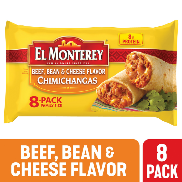 Frozen Appetizers & Sides El Monterey Beef Bean & Cheese Chimichangas hero