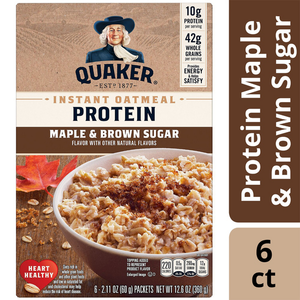 Hot Cereal & Pancake Mixes Quaker Instant Oatmeal, Protein, Maple & Brown Sugar - Pack hero