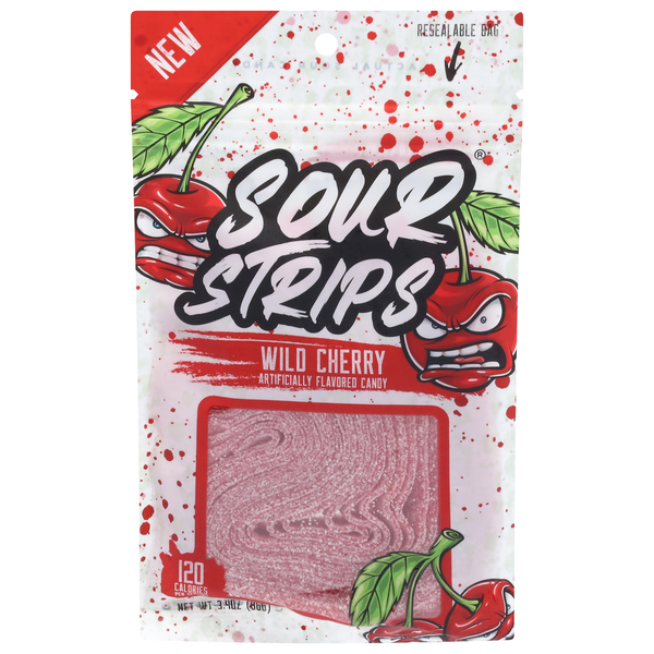 Candy & Chocolate Sour Strips Candy, Wild Cherry hero