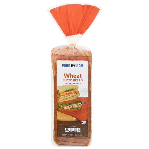 Packaged Bread Food Lion Sliced Bread, Wheat hero