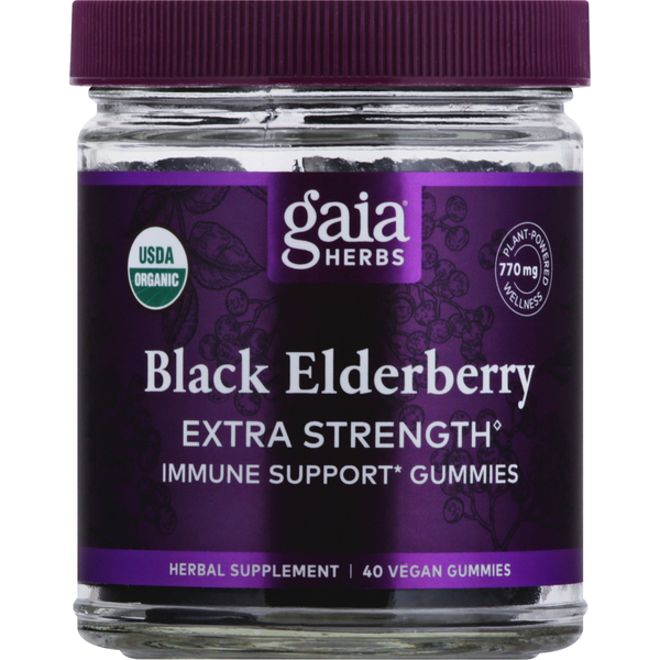 Vitamins & Supplements Gaia Herbs Black Elderberry, Extra Strength, Vegan Gummies hero