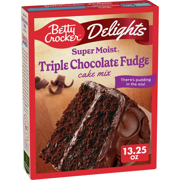 Doughs, Gelatins & Bake Mixes Betty Crocker Delights Super Moist Triple Chocolate Fudge Cake Mix hero