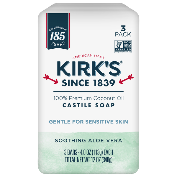 Body Lotions & Soap Kirk's Castile Soap, Gentle, Soothing Aloe Vera, 3 Pack hero