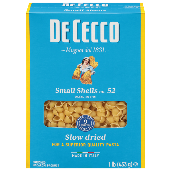 Dry Pasta De Cecco Small Shells, No. 52 hero