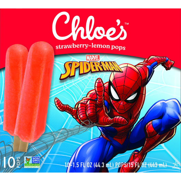 Ice Cream & Ice Chloe's Spider-Man Strawberry and Lemon Pops hero